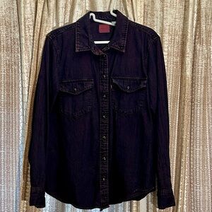 Levi's Purple Denim Over-dyed Snap Button Shirt for Women